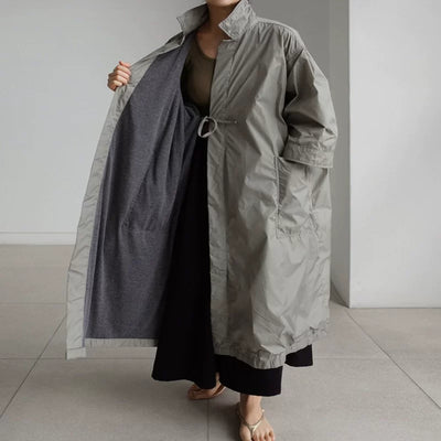 Abrigo Largo Tipo Gabardina para Mujer Talla Grande - Primavera y Otoño - Image 10