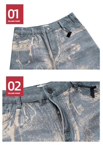 Jeans Rectos Lavados con Patrón Distressed en Tonos Neutros - Image 20