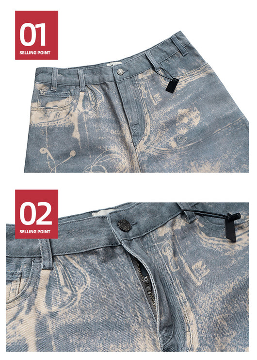 Jeans Rectos Lavados con Patrón Distressed en Tonos Neutros - Image 20