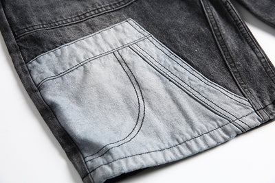 Shorts Camisa de Negocios Patchwork Denim Retro para Hombre - Image 26