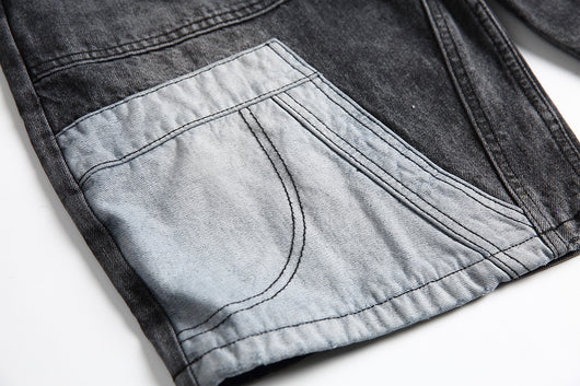 Shorts Camisa de Negocios Patchwork Denim Retro para Hombre - Image 26
