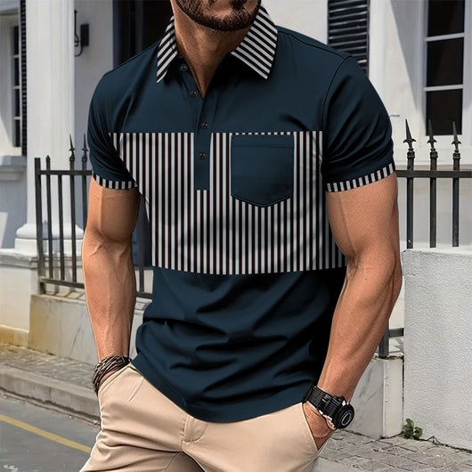 Polo Casual Hombre con Rayas y Costuras Contrastantes - Image 16