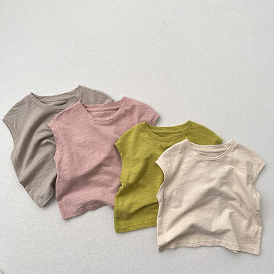 Playera sin Mangas de Algodón Slub con Hombro Caído para Niños y Niñas - Image 25