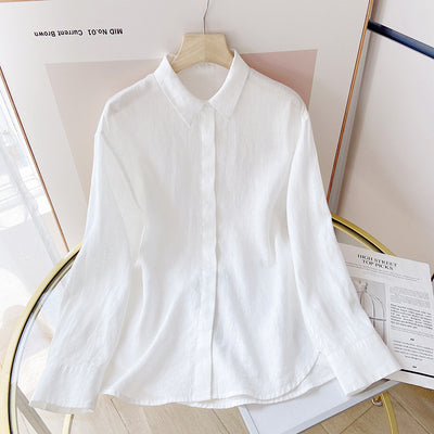 Camisa de Lino Azul Suelta - Comodidad Natural - Image 77