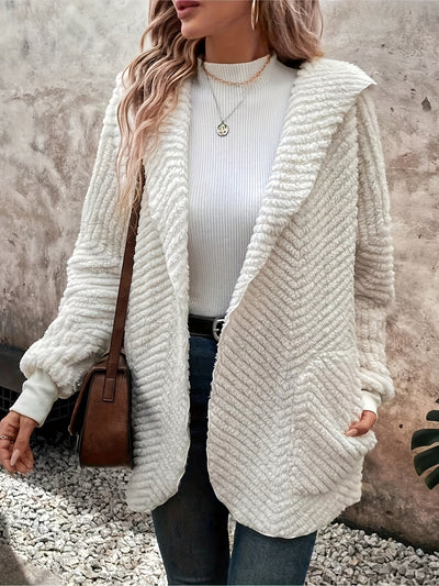 Cardigan Hooded de Terciopelo Reversible con Patrón Wave - Image 12