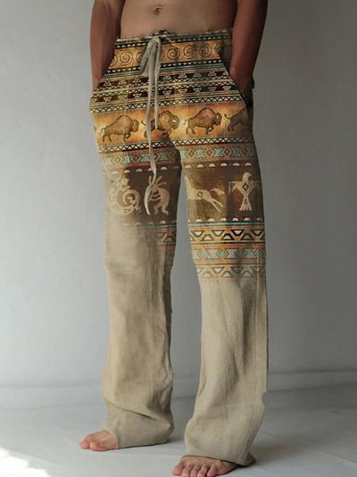 Pantalones Casuales Sueltos de Lino Estampado para Hombre - Image 23