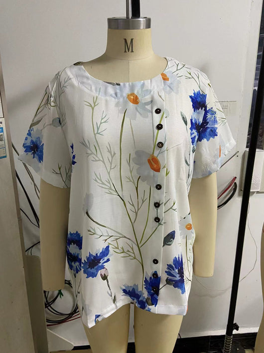 Camiseta Suelta de Manga Corta con Estampado Retro para Mujer - Image 30