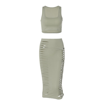 Conjunto Falda y Chaleco Calado Slim Fit Verano - Image 25