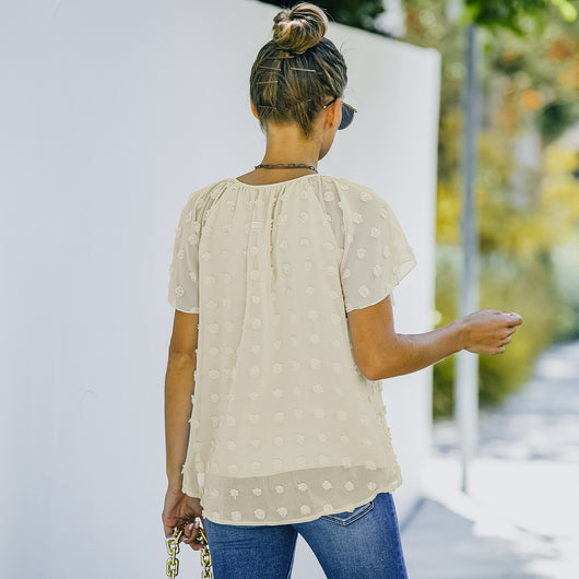 Blusa de Lunares en Gasa Manga Corta para Mujer - Image 23