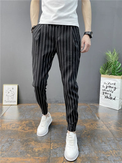 Pantalones Casuales Slim Fit Hombre con Rayas Verticales para Primavera y Verano - Image 37