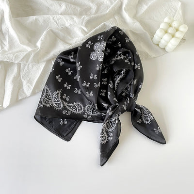 Pañuelo de Seda Estampado Paisley Negro - Cinturón Decorativo y Banda para Cabello - Image 34