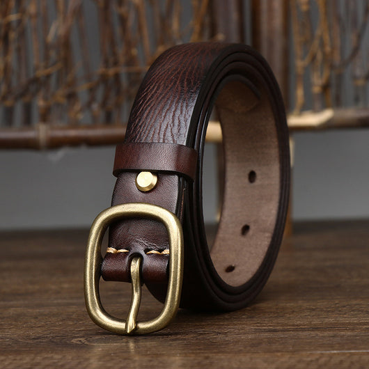 Cinturón de Cuero Genuino con Hebilla Vintage de Cobre Artesanal - Image 30