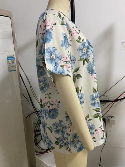Camiseta Suelta de Manga Corta con Estampado Retro para Mujer - Image 33