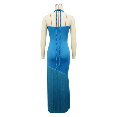 Vestido Tubo Escotado con Detalles de Borlas - Image 33
