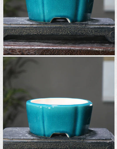Maceta de Barro Púrpura Estilo Chino con Patrones Geométricos para Bonsái - Image 7