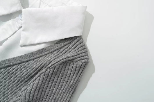Suéter Preppy Falso Dos Piezas para Otoño e Invierno - Image 29