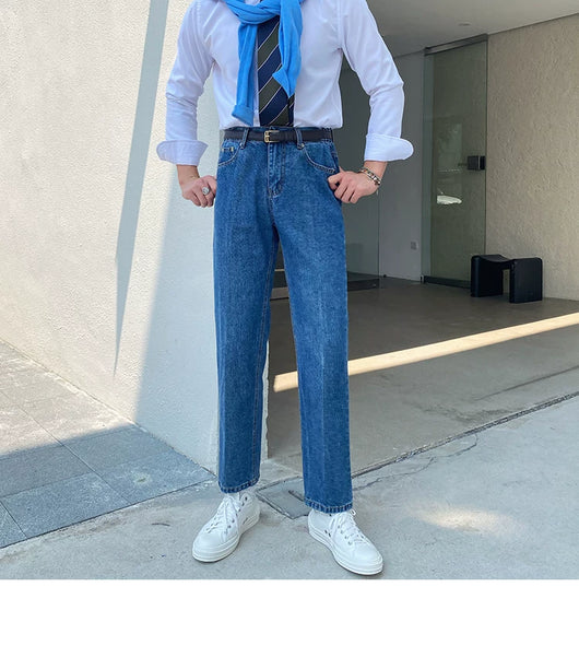 Jeans Slim Fit Estilo Retro Británico para Hombre - Image 11