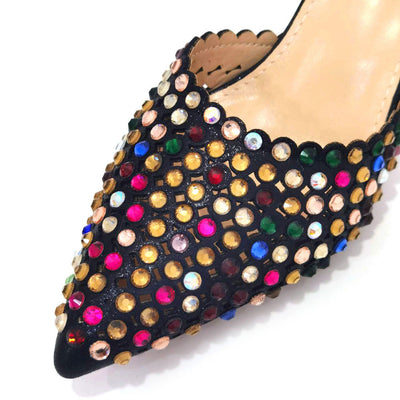 Bolso de Piedra Colorida con Zapatos de Tacón Medio y Punta Afilada para Mujer - Image 11