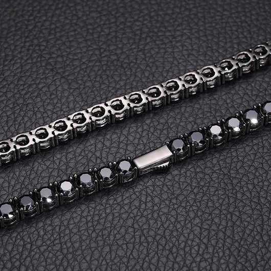 Cadena de Tenis Plata S925 Moissanita Negra - Collar Hip Hop para Hombre - Image 15