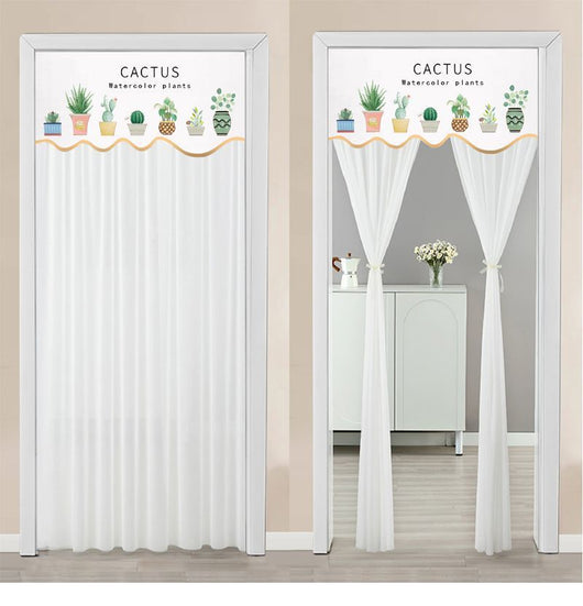 Double-layer blackout doorway curtain with a light blue top featuring a cartoon bear and "LUCK DAY!" text. - Image 25