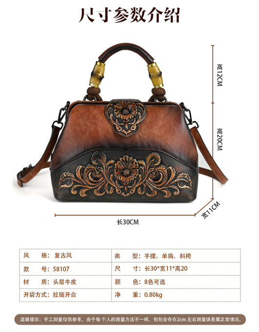 Bolso Crossbody de Cuero con Grabado Retro y Cierre Magnético - Image 15