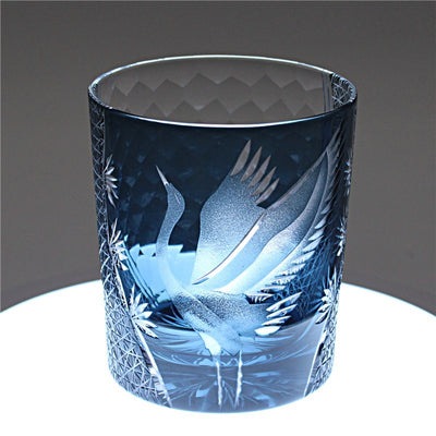 Vaso de Whiskey Edo Kiriko Pino y Grúa - Artesanía Japonesa - Image 36