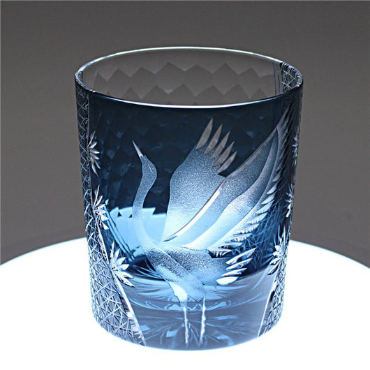 Vaso de Whiskey Edo Kiriko Pino y Grúa - Artesanía Japonesa - Image 36