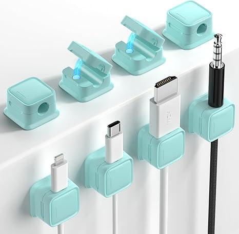 Set de 8 organizadores magnéticos para cables – Adhesivo fuerte Costop, fácil apertura, ideal para organizar cables de carga en hogar, oficina, auto y escritorio - Tekeno