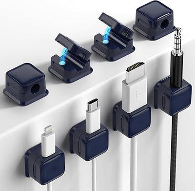 Set de 8 organizadores magnéticos para cables – Adhesivo fuerte Costop, fácil apertura, ideal para organizar cables de carga en hogar, oficina, auto y escritorio - Tekeno