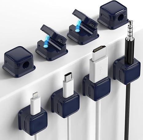Set de 8 organizadores magnéticos para cables – Adhesivo fuerte Costop, fácil apertura, ideal para organizar cables de carga en hogar, oficina, auto y escritorio - Tekeno