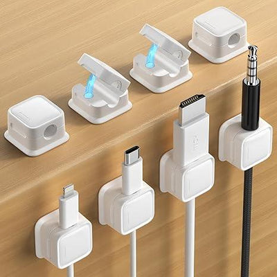 Set de 8 organizadores magnéticos para cables – Adhesivo fuerte Costop, fácil apertura, ideal para organizar cables de carga en hogar, oficina, auto y escritorio - Tekeno