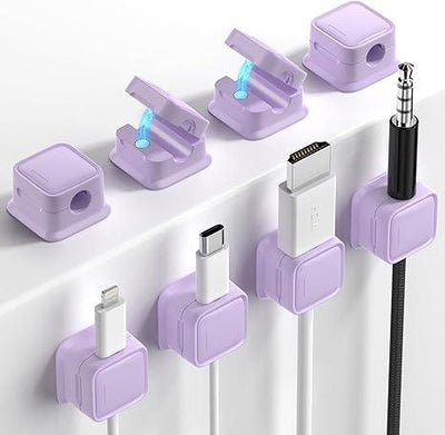 Set de 8 organizadores magnéticos para cables – Adhesivo fuerte Costop, fácil apertura, ideal para organizar cables de carga en hogar, oficina, auto y escritorio - Tekeno