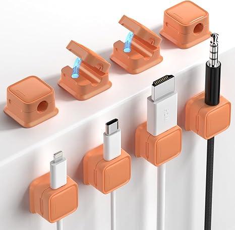 Set de 8 organizadores magnéticos para cables – Adhesivo fuerte Costop, fácil apertura, ideal para organizar cables de carga en hogar, oficina, auto y escritorio - Tekeno