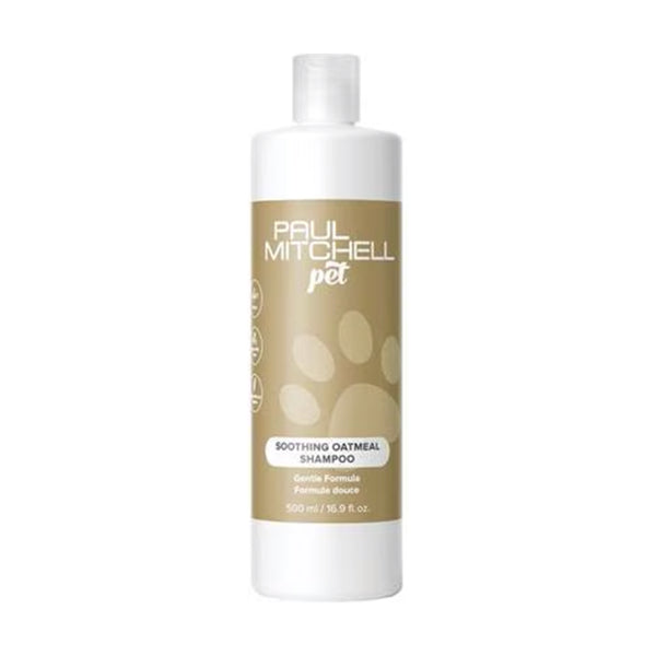 Bottle of Paul Mitchell Pet Soothing Oatmeal Shampoo on a white background