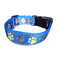 Coleira de Cachorro de Nylon Azul com Patinhas Azuis e Amarelas MD, GR, GG, Guia