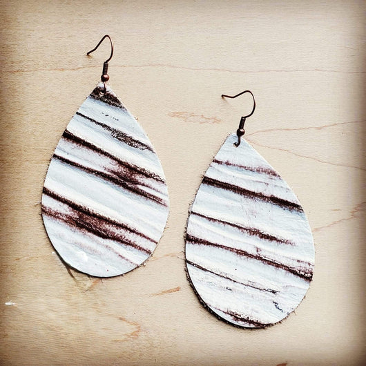 **Leather Teardrop Earring-White Chateau 204s