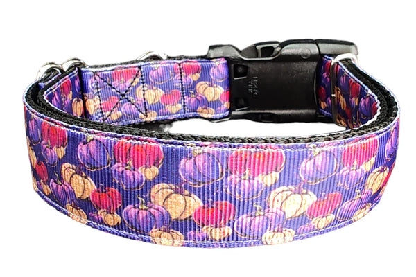 Purple Halloween Dog Collar - Handmade Pumpkin Design