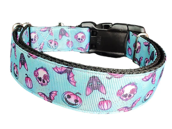 Spooky Season Blue Dog Collar - Halloween Design