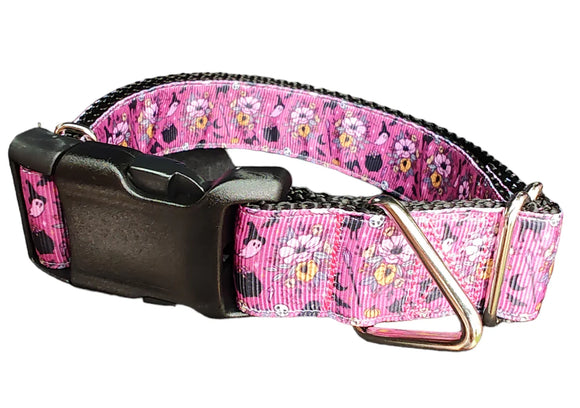 Collar para Perro Bruja Floral Halloween - Nylon Resistente Hecho en USA