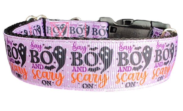 Halloween Dog Collar Say BOO - Durable Nylon Made in USA