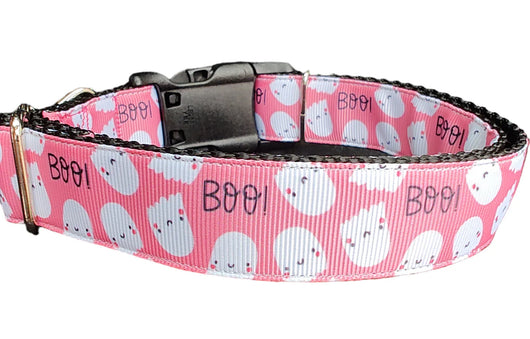 Collar para Perro Halloween Rosa con Fantasmas
