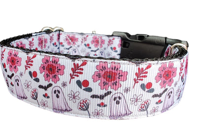 Coleira para Cães Halloween Fantasma Floral - Nylon Resistente