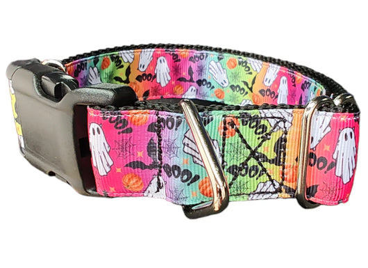 Coleira de Cachorro Halloween Fantasmas Arco-íris - Nylon Resistente