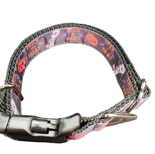 Collar de Perro Halloween Trick or Treat - Nylon Resistente Hecho a Mano