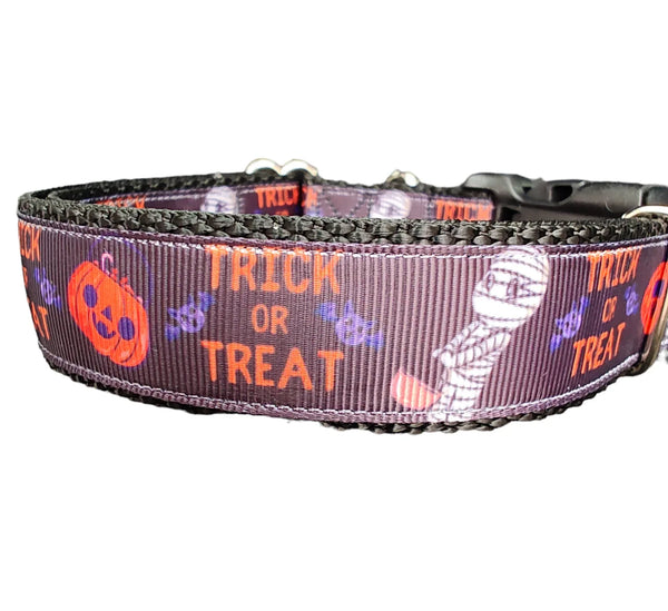 Halloween Trick or Treat Dog Collar - Handmade Durable Nylon