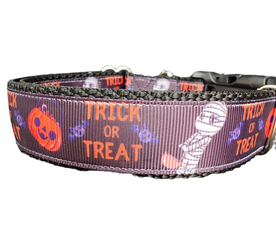 Collar de Perro Halloween Trick or Treat - Nylon Resistente Hecho a Mano