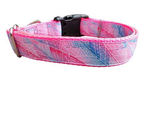 Collar de perro de nailon con hojas rosadas texturizadas