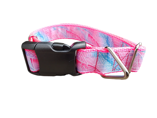 Collar de perro de nailon con hojas rosadas texturizadas