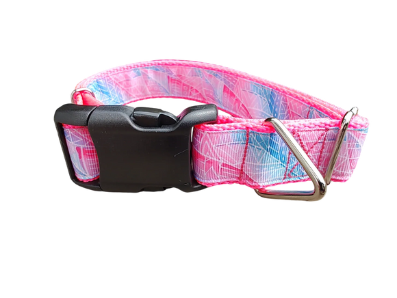 Collar de perro de nailon con hojas rosadas texturizadas