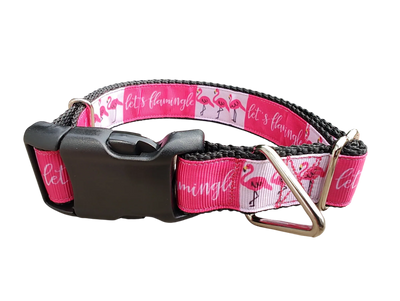 Let's Flamingle Flamingo Nylon Dog Collar